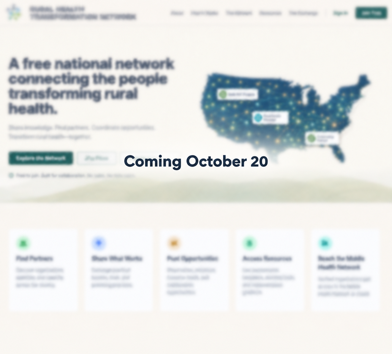 Rural Health Transformation Network. Coming October 20.